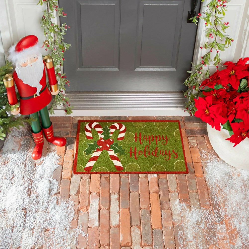 Candy Cane Coir Mat | Plow & Hearth