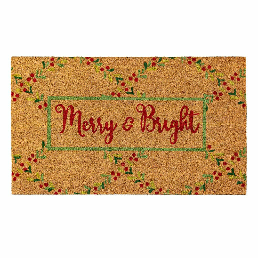Merry & Bright Floral Pattern Coir Mat | Plow & Hearth
