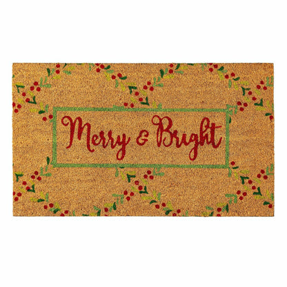 Merry & Bright Floral Pattern Coir Mat | Plow & Hearth