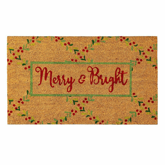 Merry & Bright Floral Pattern Coir Mat | Plow & Hearth