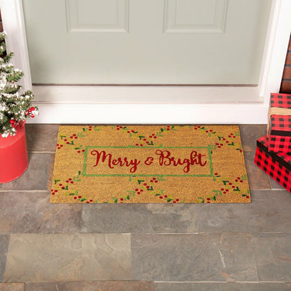 Merry & Bright Floral Pattern Coir Mat | Plow & Hearth
