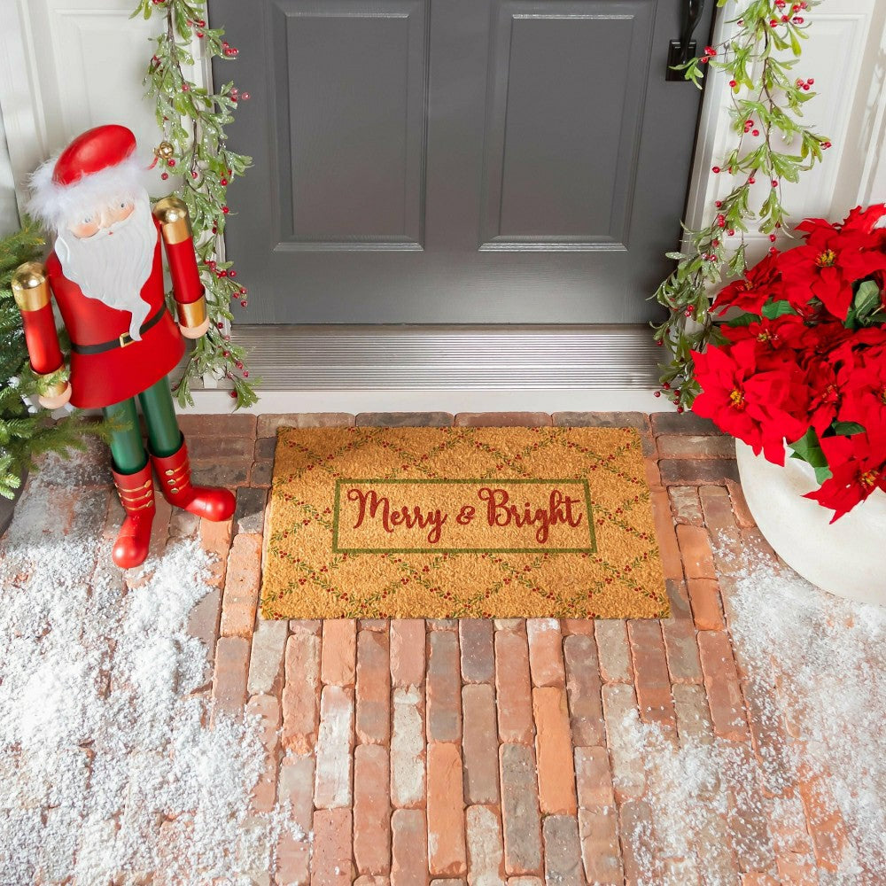 Merry & Bright Floral Pattern Coir Mat | Plow & Hearth