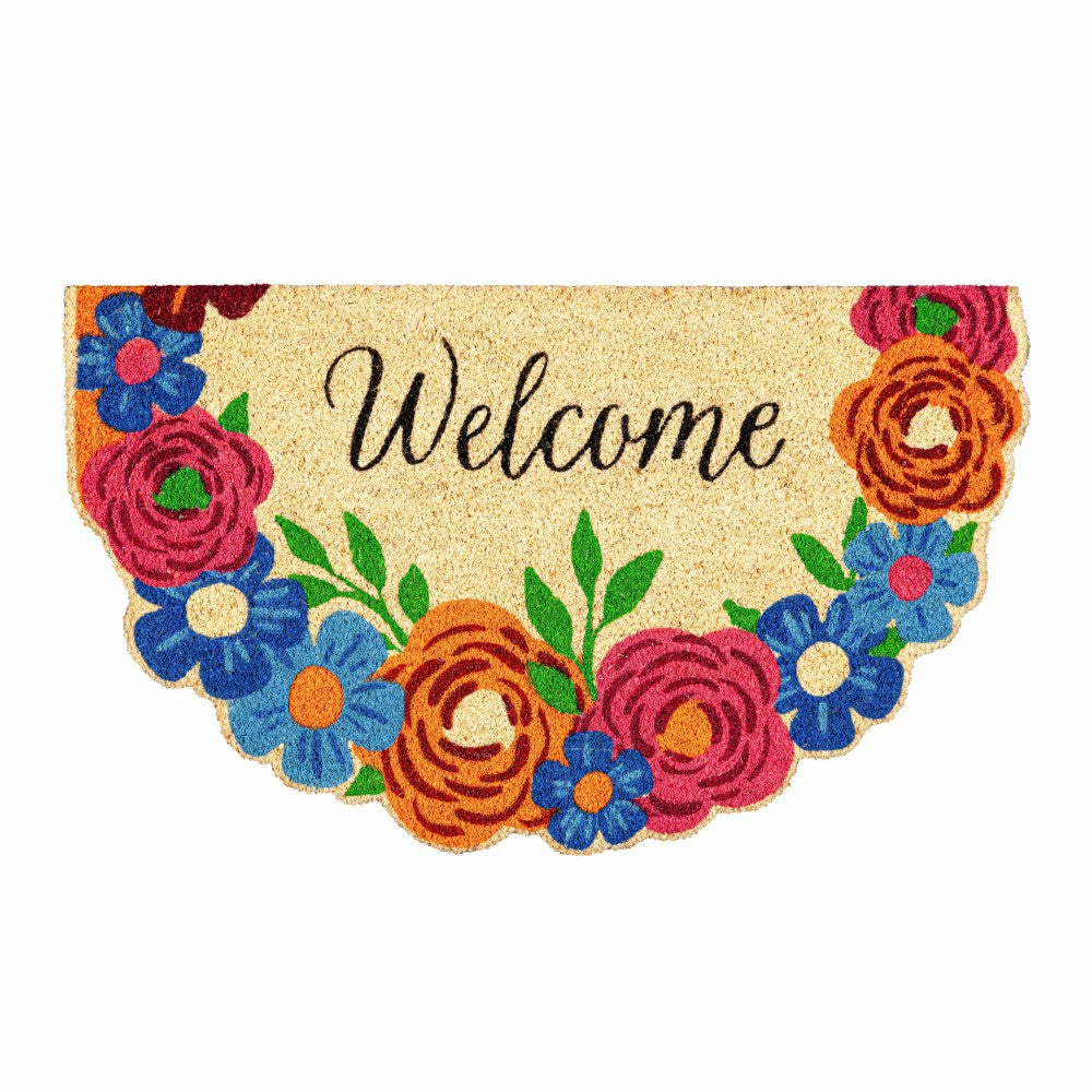 Floral Patterned Bunny Florals Shaped Coir Mat | Plow & Hearth