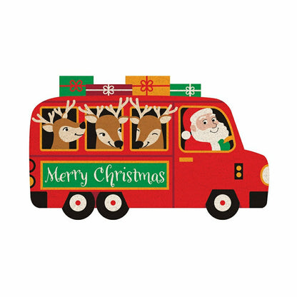 Christmas Bus Shaped Coir Mat | Plow & Hearth