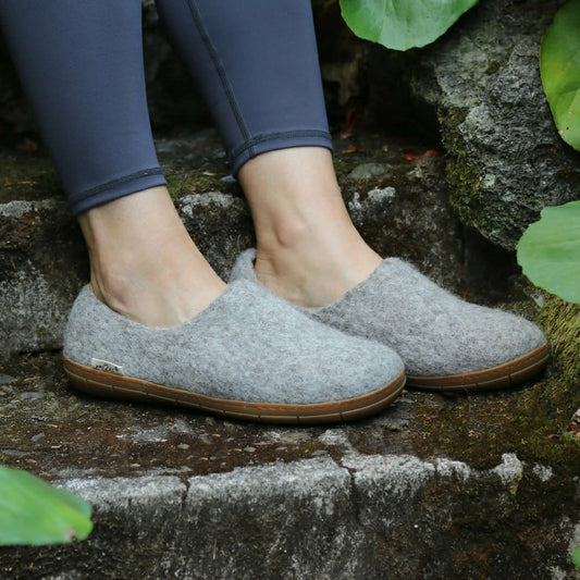 Womens Victoria Wool House Shoe with Rubber Sole | Plow & Hearth