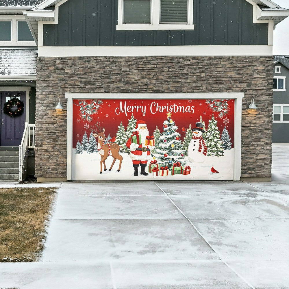 Merry Christmas Double Car Garage Door Cover | Plow & Hearth