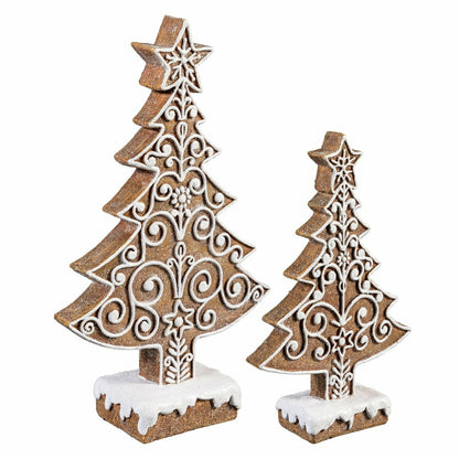 Sugar & Stripes Bright Table Décor Resin Gingerbread Tree, Set of 2 | Plow & Hearth