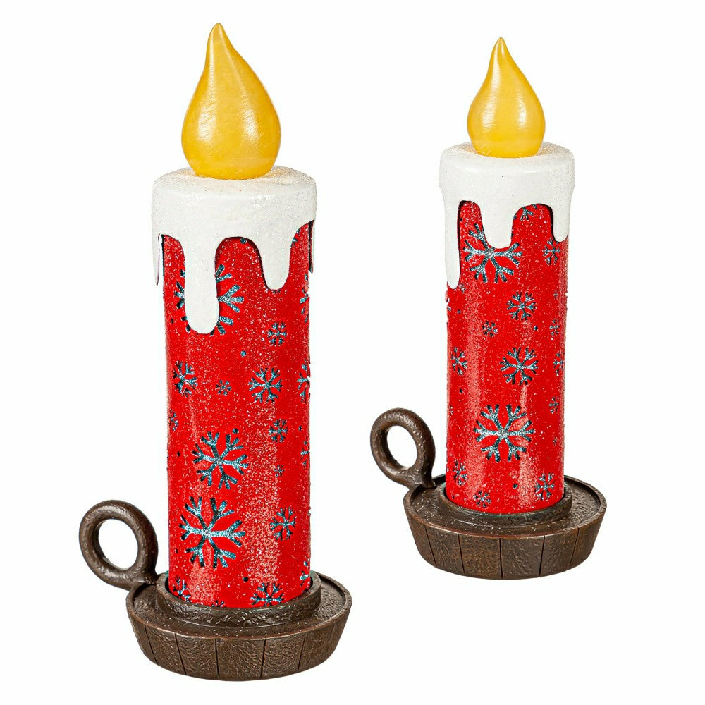 Lighted Snowflake Candlestick Table Décor, Set of 2 | Plow & Hearth