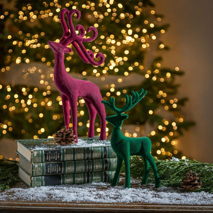 Joyful Traditions Table Decor Flocked Deer, Asst of 2 | Plow & Hearth