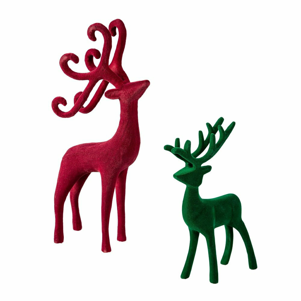 Joyful Traditions Table Decor Flocked Deer, Asst of 2 | Plow & Hearth