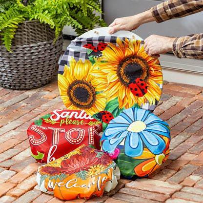Vibrant Blooms and Holiday Cheer, 4-Season Interchangeable Door Decor  | Plow & Hearth