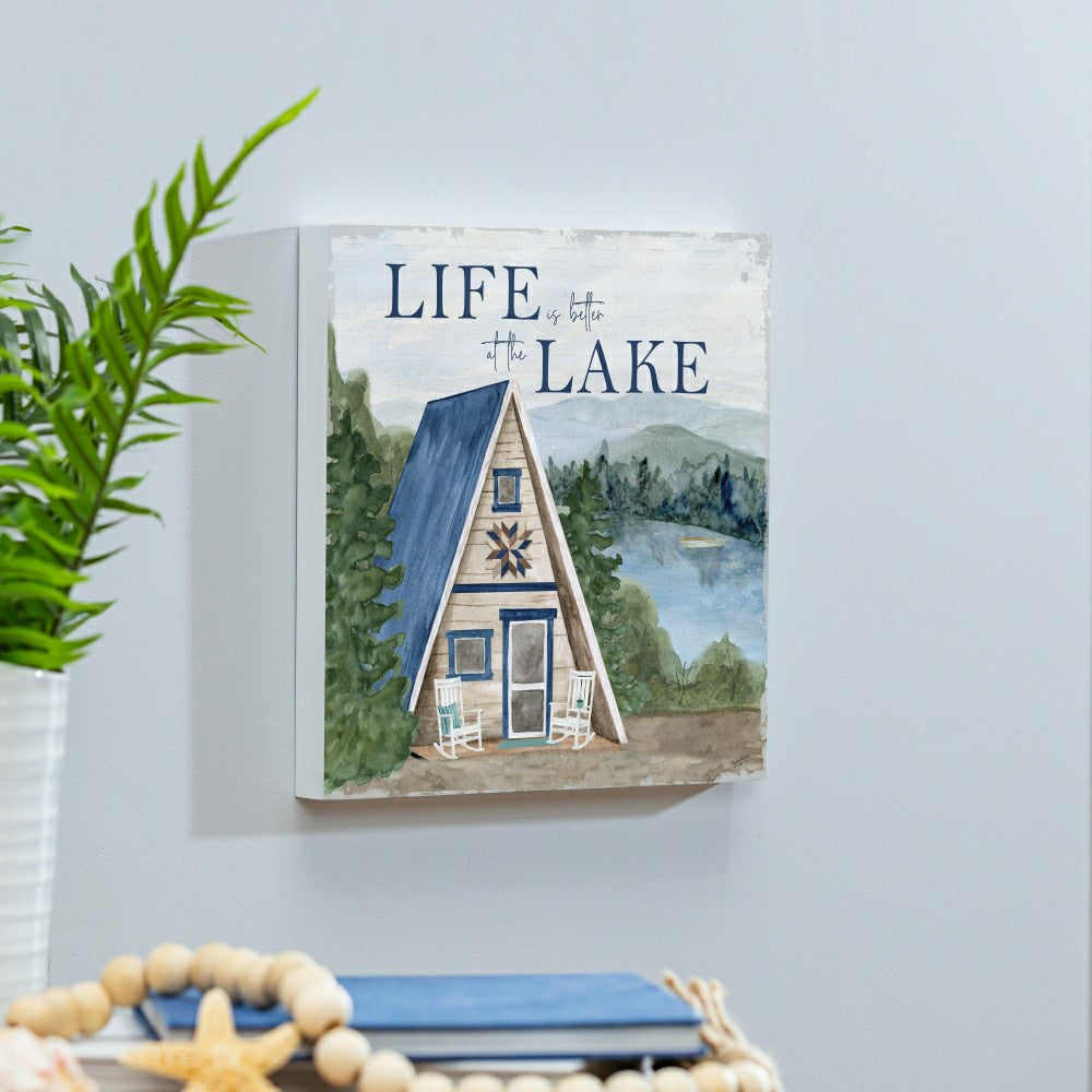 Lake Living Wooden Wall Art Life at the Lake 12x12" | Plow & Hearth
