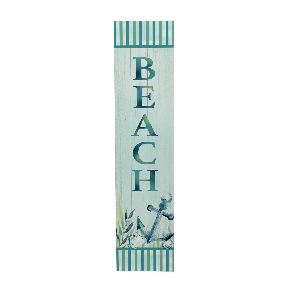 Blue Coastal Garden Decor, Porch Leaner, "BEACH", 10.75" L x 46" H | Plow & Hearth