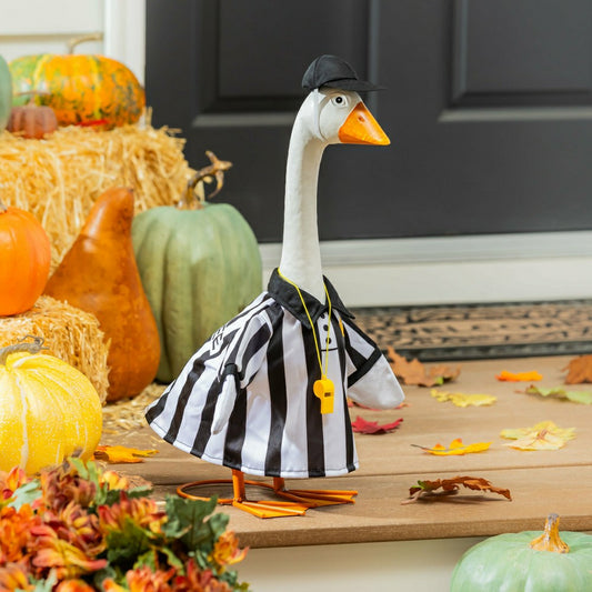 Giddy The Goose, Metal Porch Statue With Referee Outfit, 21"H | Plow & Hearth