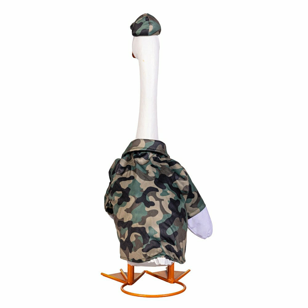 Giddy The Goose, Metal Porch Statue With Military Camo Outfit, 21"H | Plow & Hearth