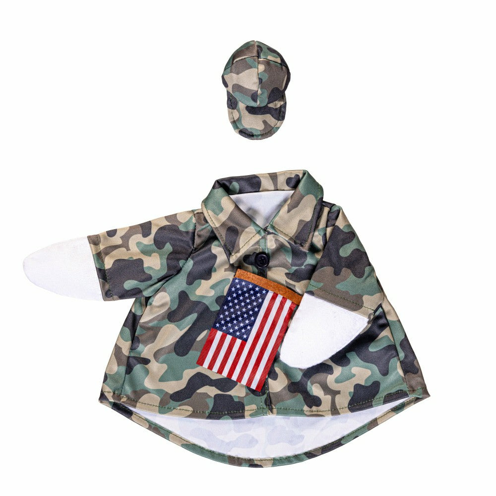 Giddy The Goose, Metal Porch Statue With Military Camo Outfit, 21"H | Plow & Hearth