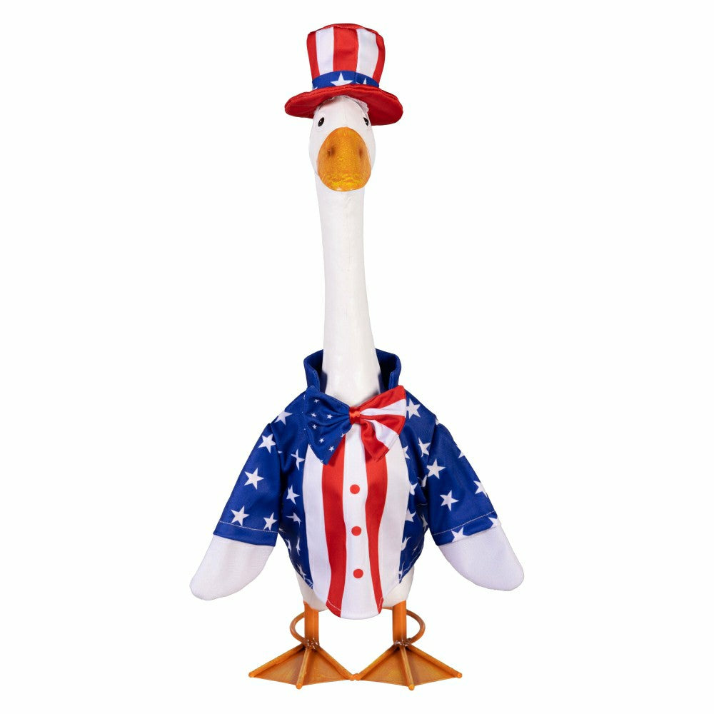 Giddy The Goose, Metal Porch Statue With Patriotic Boy Outfit, 21"H | Plow & Hearth