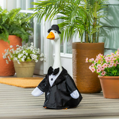 Giddy The Goose, Metal Porch Statue With Groom Outfit, 21"H | Plow & Hearth