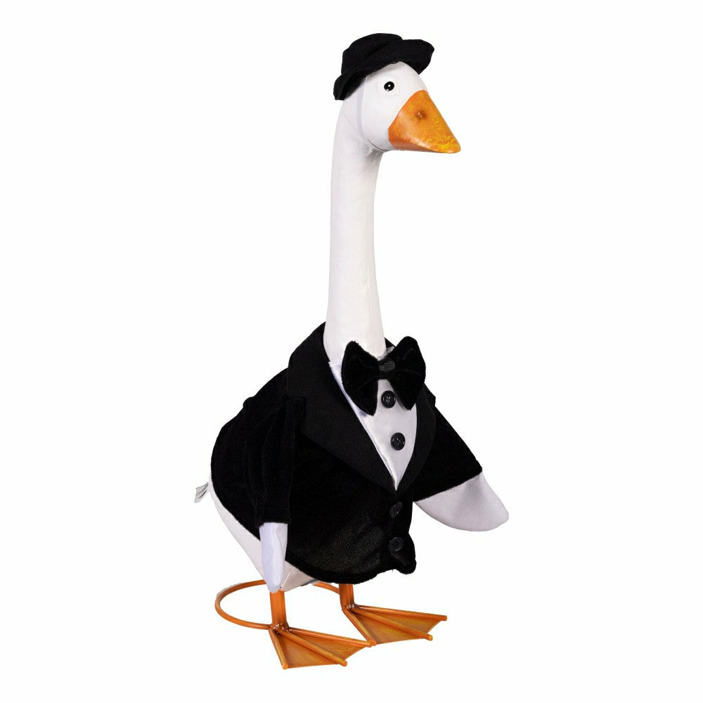 Giddy The Goose, Metal Porch Statue With Groom Outfit, 21"H | Plow & Hearth