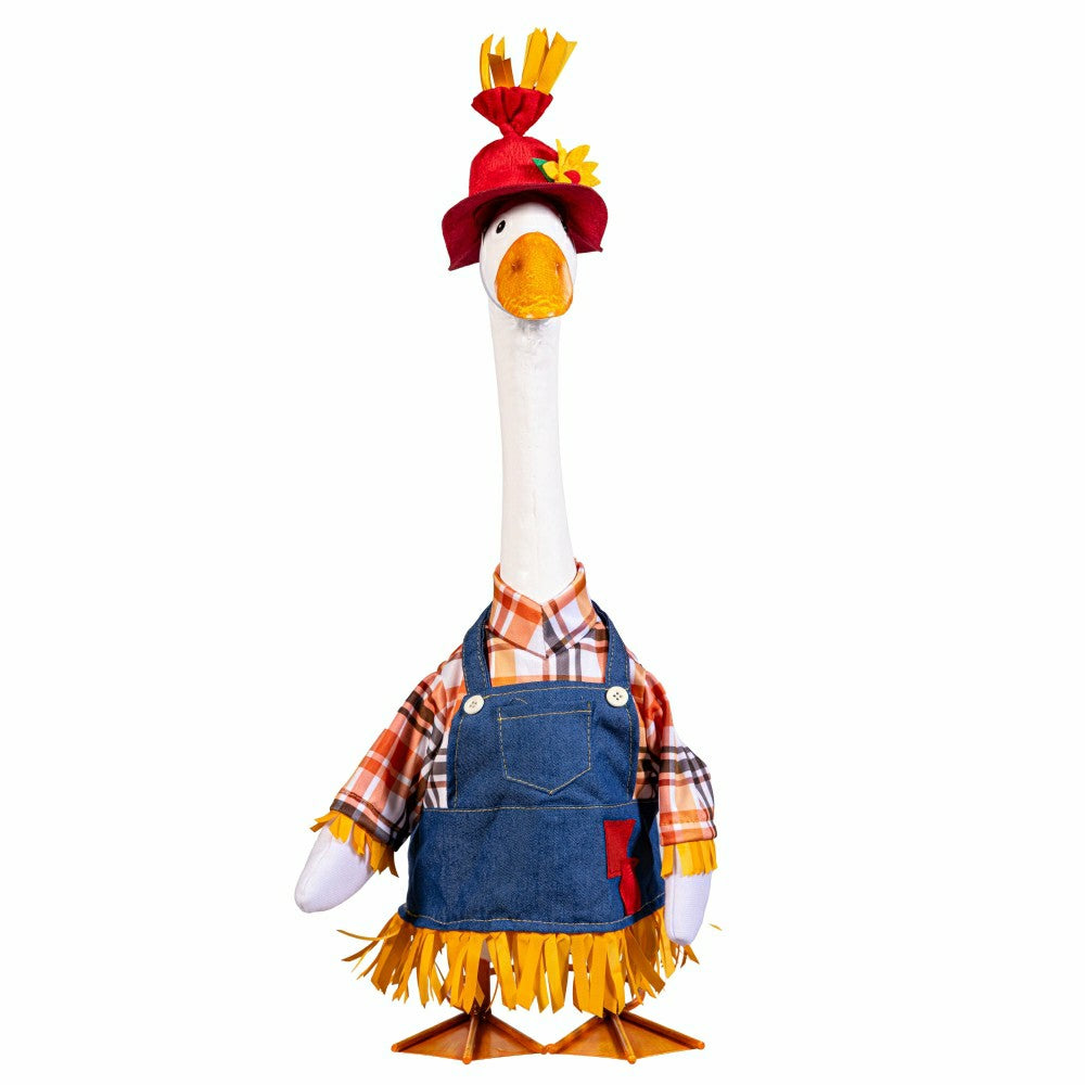 Giddy The Goose, Metal Porch Statue With Scarecrow Outfit, 21"H | Plow & Hearth