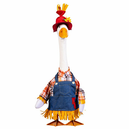 Giddy The Goose, Metal Porch Statue With Scarecrow Outfit, 21"H | Plow & Hearth