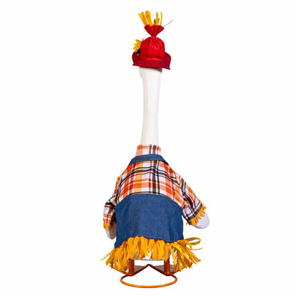 Giddy The Goose, Metal Porch Statue With Scarecrow Outfit, 21"H | Plow & Hearth