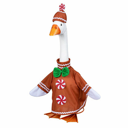 Giddy The Goose, Metal Porch Statue With Gingerbread Man Outfit, 21"H | Plow & Hearth