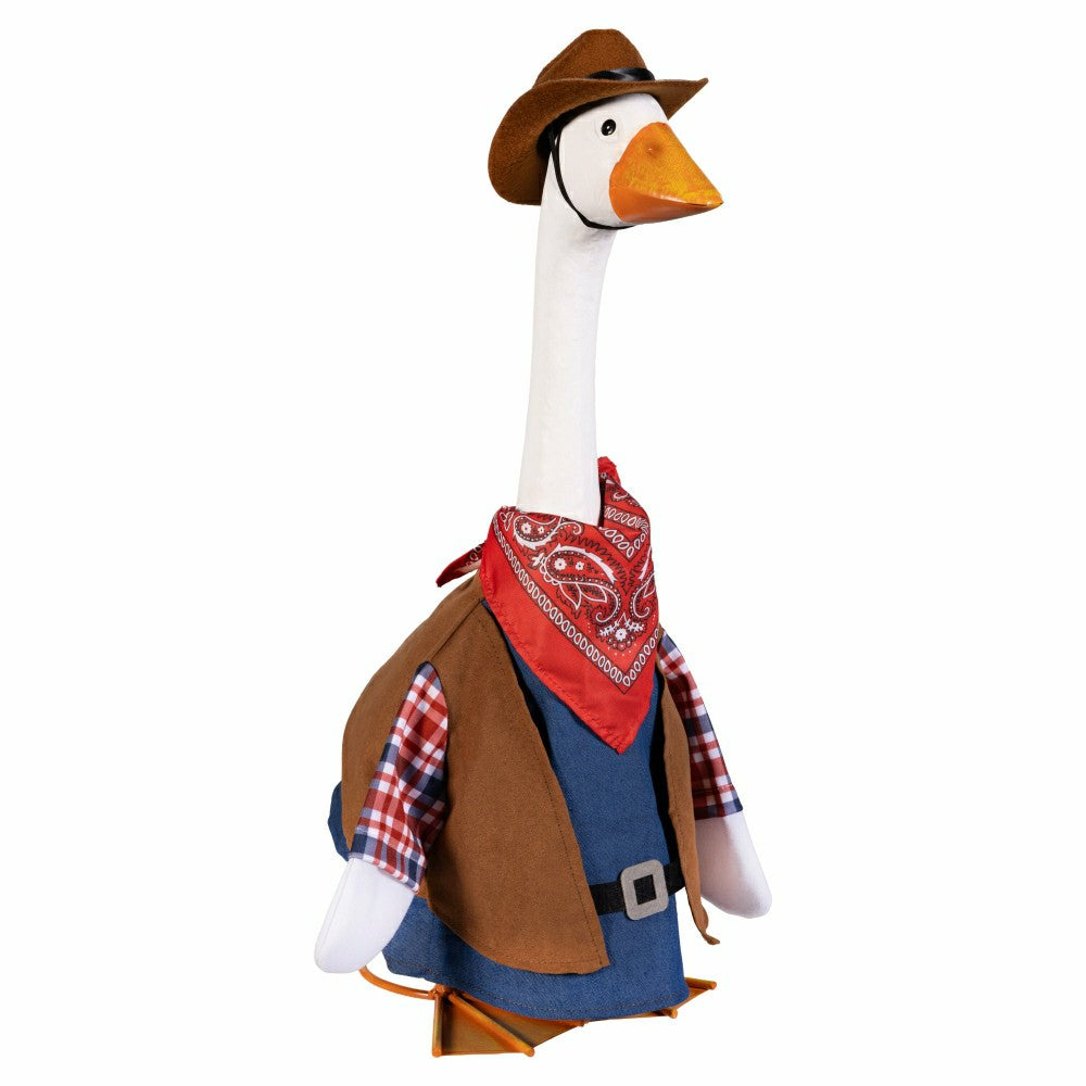 Giddy The Goose, Metal Porch Statue With Cowboy Outfit, 21"H | Plow & Hearth