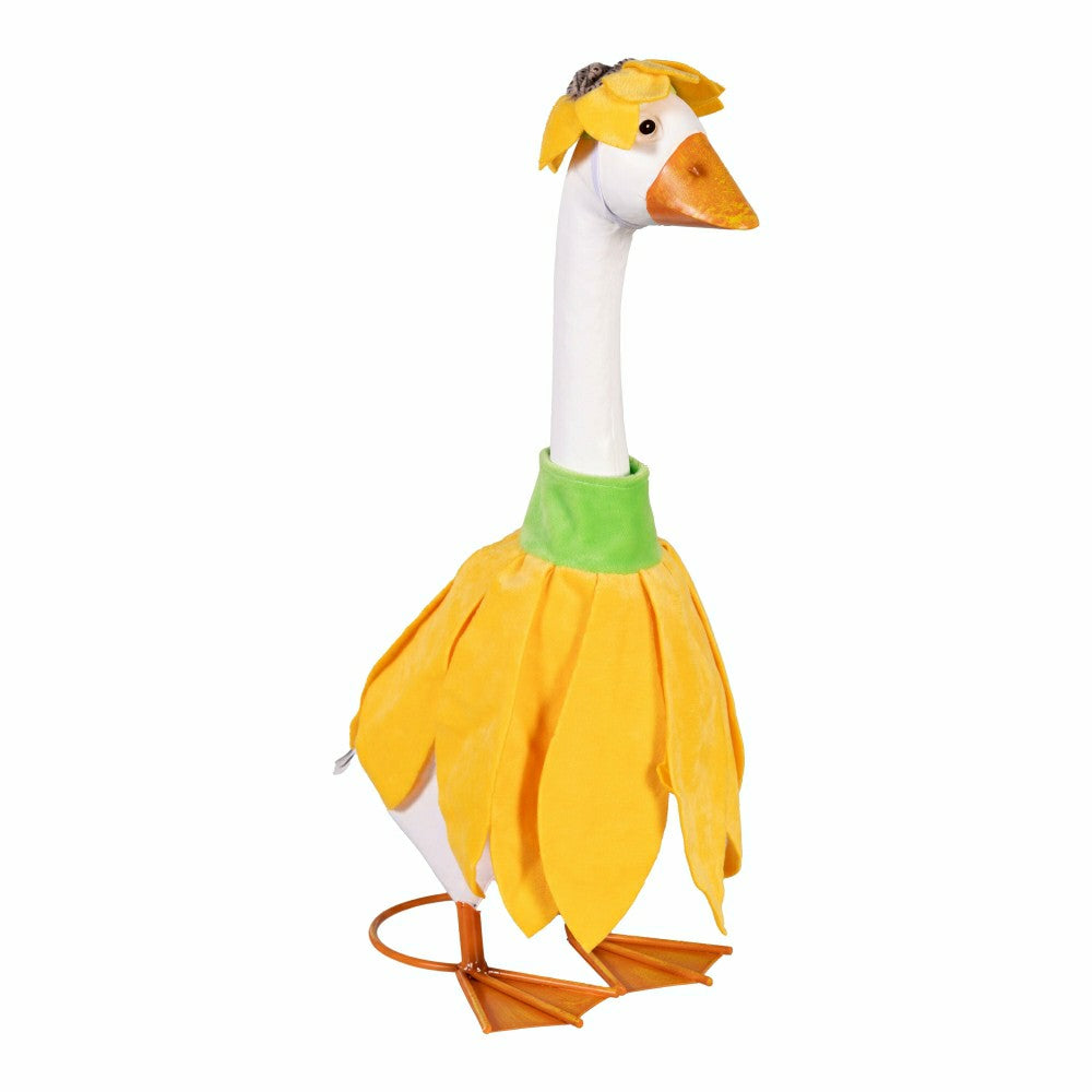 Giddy The Goose, Metal Porch Statue With Sunflower Outfit, 21"H | Plow & Hearth