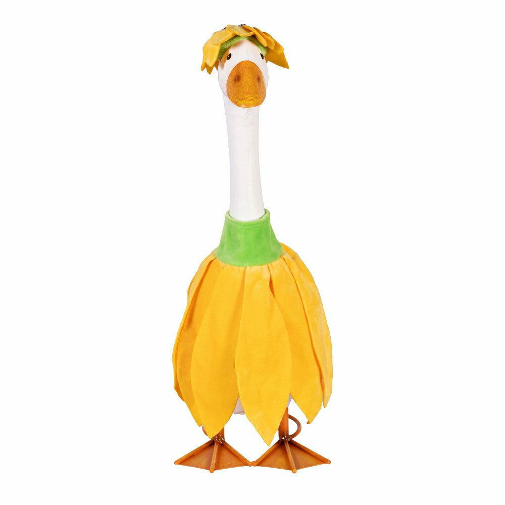 Giddy The Goose, Metal Porch Statue With Sunflower Outfit, 21"H | Plow & Hearth