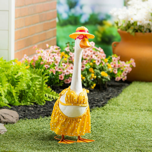 Giddy The Goose, Metal Porch Statue With Bikini Outfit, 21"H | Plow & Hearth
