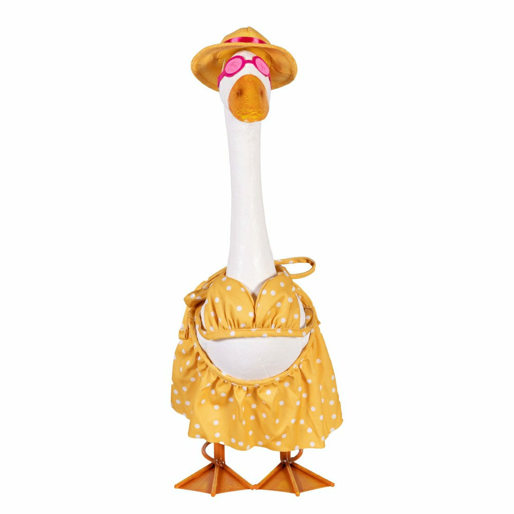 Giddy The Goose, Metal Porch Statue With Bikini Outfit, 21"H | Plow & Hearth