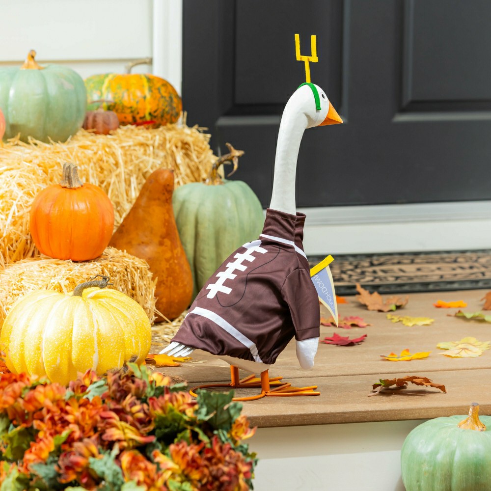 Giddy The Goose, Metal Porch Statue With Football Season Outfit, 21"H | Plow & Hearth