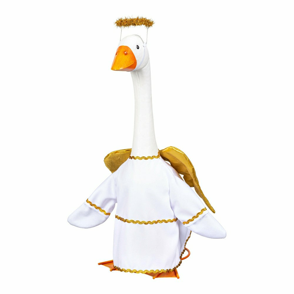 Giddy The Goose, Metal Porch Statue With Angel Outfit, 21"H | Plow & Hearth