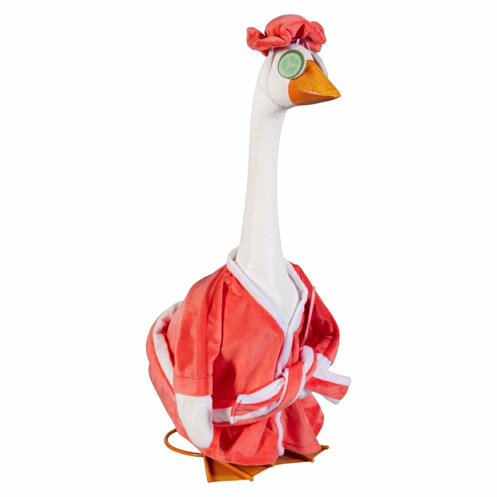 Giddy The Goose, Metal Porch Statue With Spa Day Outfit, 21"H | Plow & Hearth