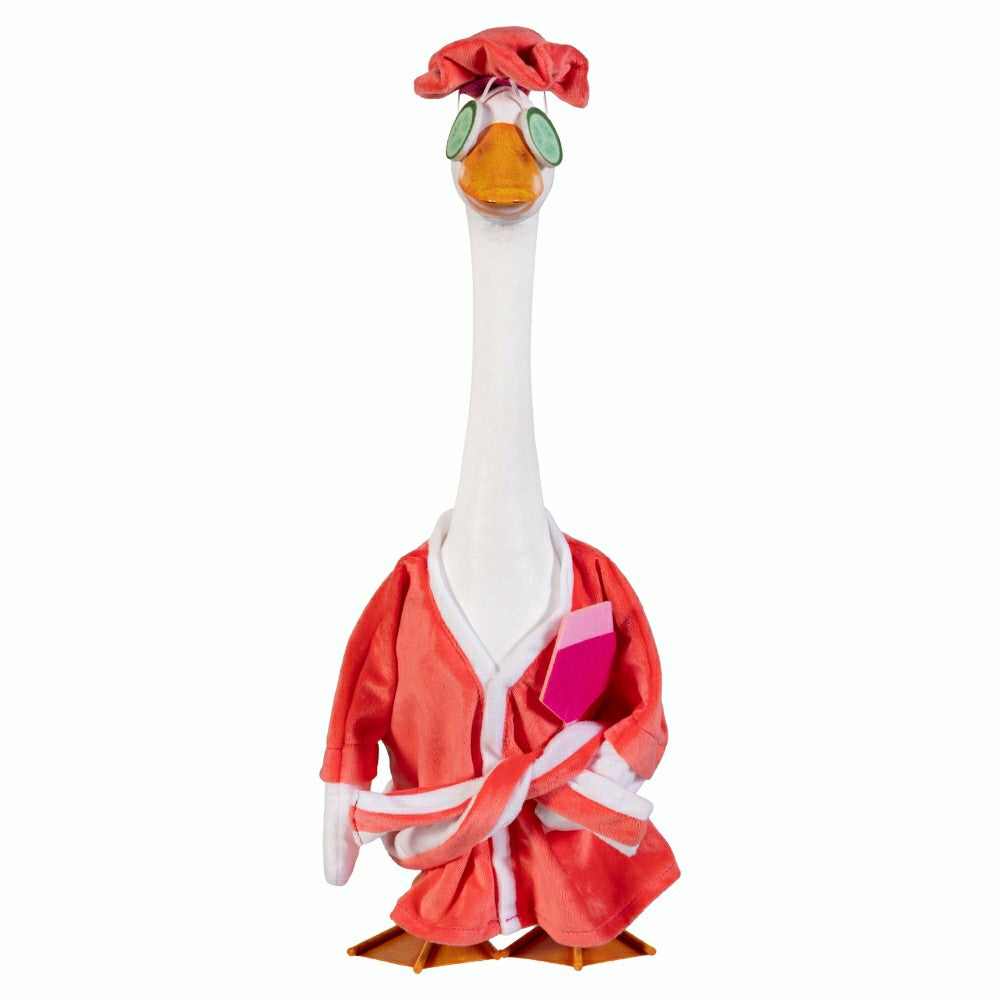 Giddy The Goose, Metal Porch Statue With Spa Day Outfit, 21"H | Plow & Hearth