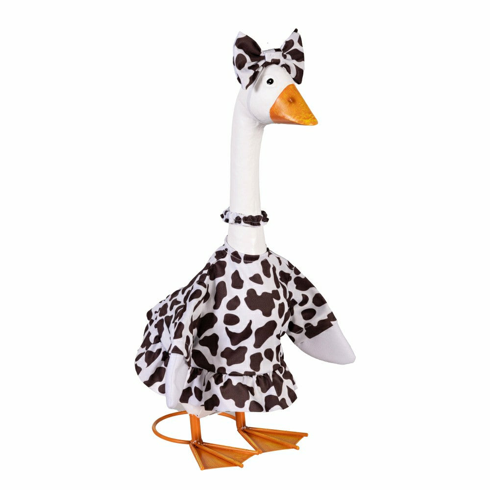 Giddy The Goose, Metal Porch Statue With Cow Print Outfit, 21"H | Plow & Hearth