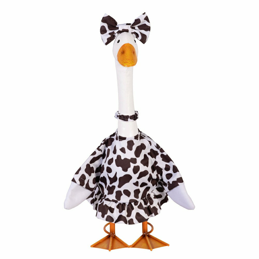 Giddy The Goose, Metal Porch Statue With Cow Print Outfit, 21"H | Plow & Hearth