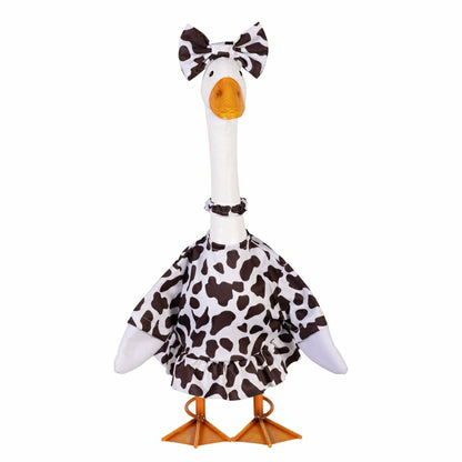 Giddy The Goose, Metal Porch Statue With Cow Print Outfit, 21"H | Plow & Hearth