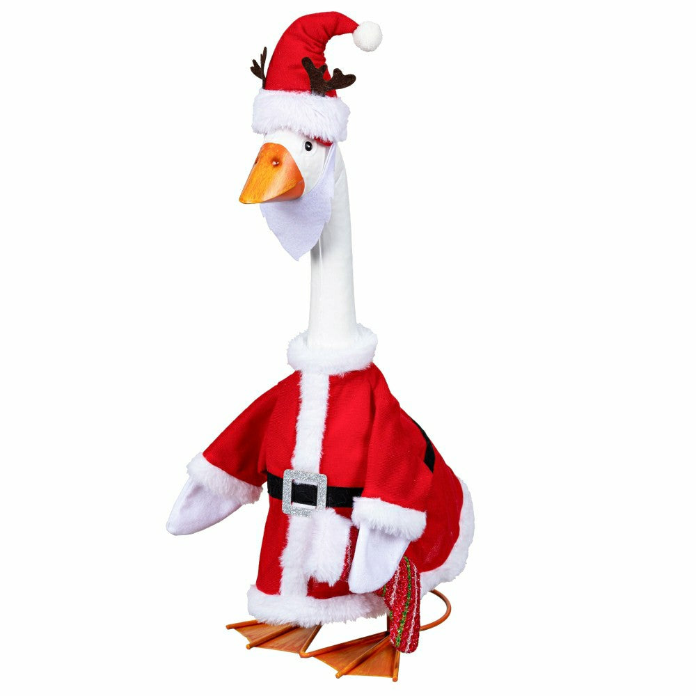 Giddy The Goose, Metal Porch Statue With Santa Outfit, 21"H | Plow & Hearth