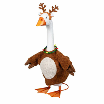 Giddy The Goose, Metal Porch Statue With Holiday Reindeer Outfit, 21"H | Plow & Hearth