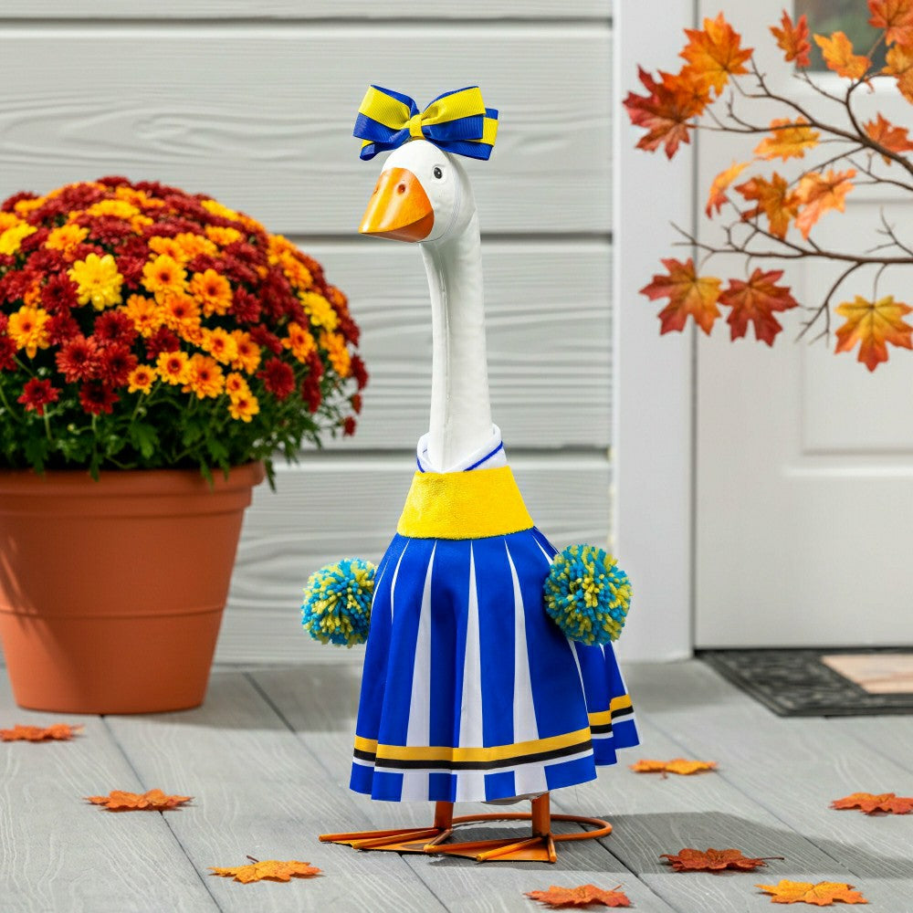 Giddy The Goose, Metal Porch Statue With Cheerleader Outfit, 21"H | Plow & Hearth