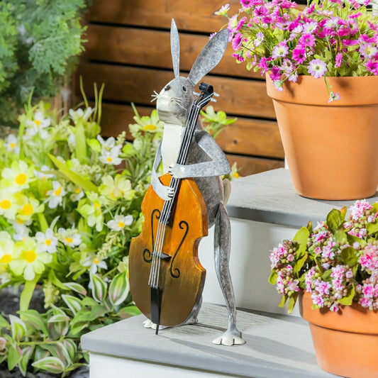 Bassist Rabbit Garden Statue | Plow & Hearth