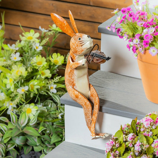 Violin Rabbit Garden Statue | Plow & Hearth