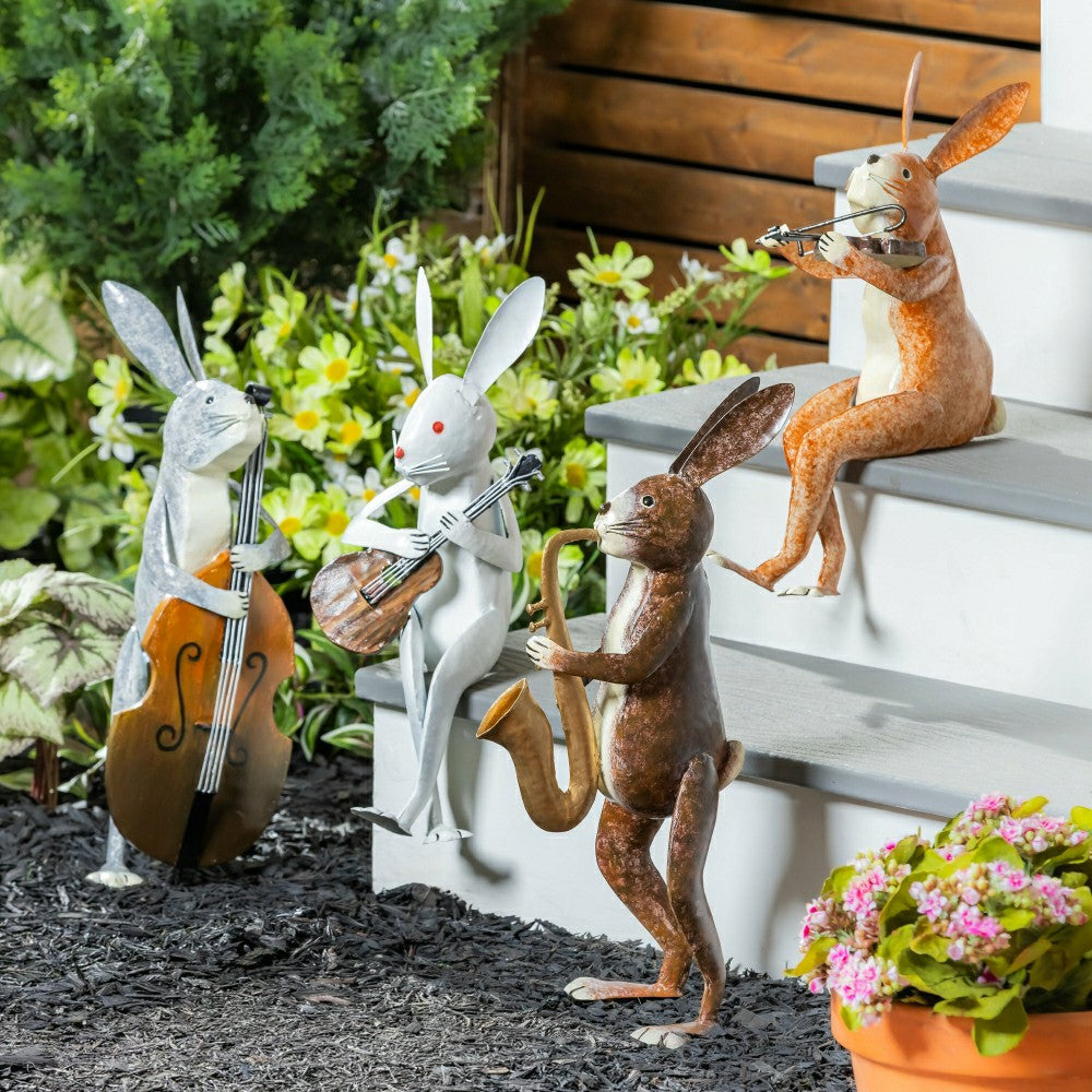Guitarist Rabbit Garden Statue | Plow & Hearth