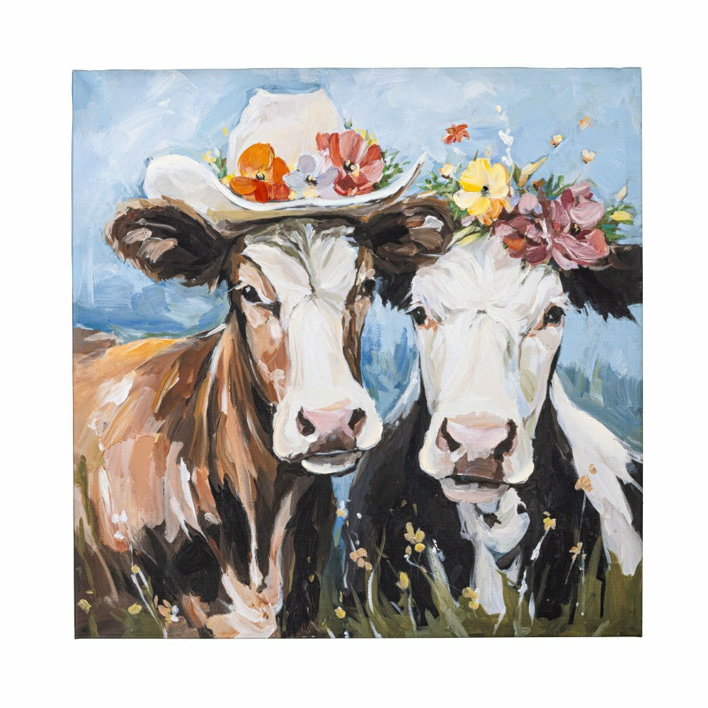 Petal & Plow Indoor Wall Decor, Textile, Cow Couple Canvas, 24" L x 24 | Plow & Hearth