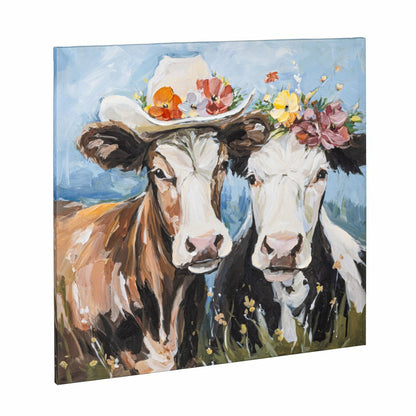Petal & Plow Indoor Wall Decor, Textile, Cow Couple Canvas, 24" L x 24 | Plow & Hearth