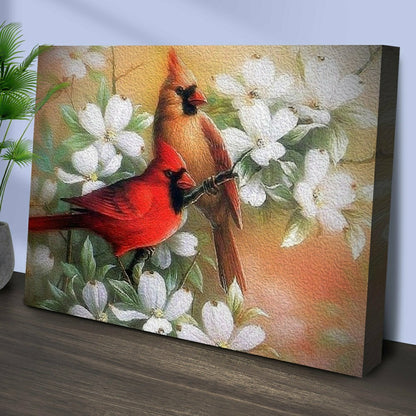 Cardinals on Dogwood Painting Canvas Wall Art | Plow & Hearth