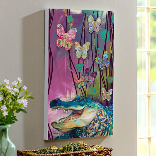 Seaside Retreat Indoor Wood Wall Décor, Alligator, 24"x16" | Plow & Hearth