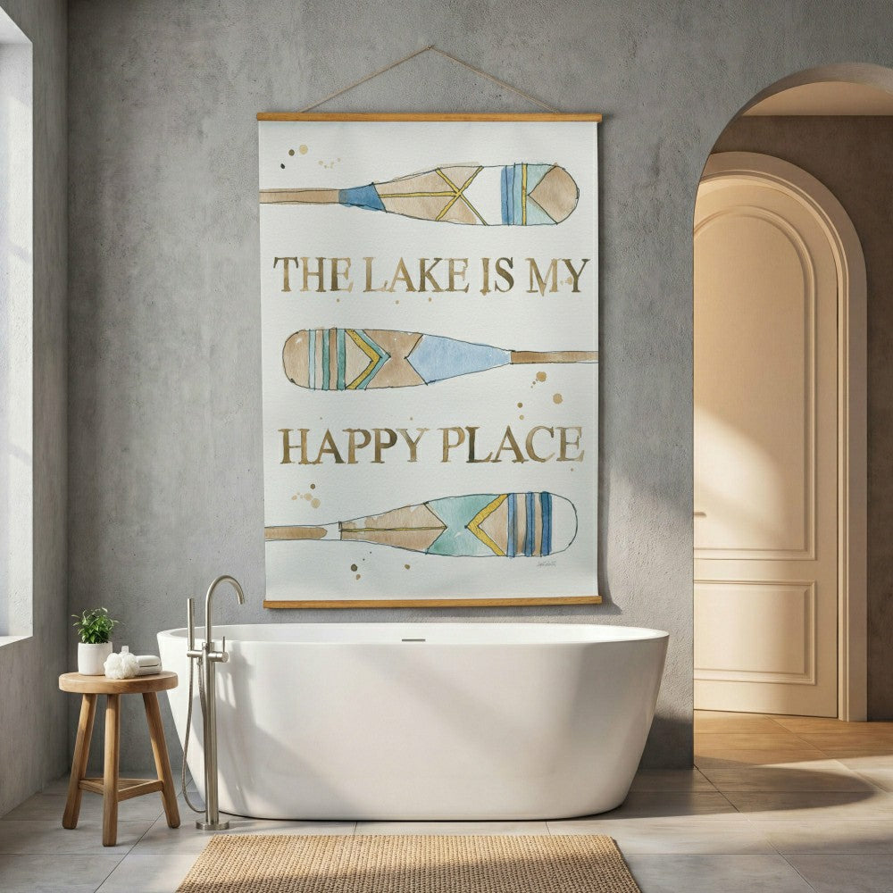 Seaside Retreat Indoor Wall Décor Canvas Tapestry, The Lake Is My Happ | Plow & Hearth